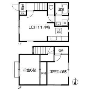 小田原市南町4丁目戸建(2LDK/1階)の間取り写真