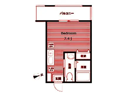 α PARKS イースト(ワンルーム/1階)の間取り写真