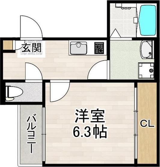 プルミエール角割町(1K/2階)の間取り写真