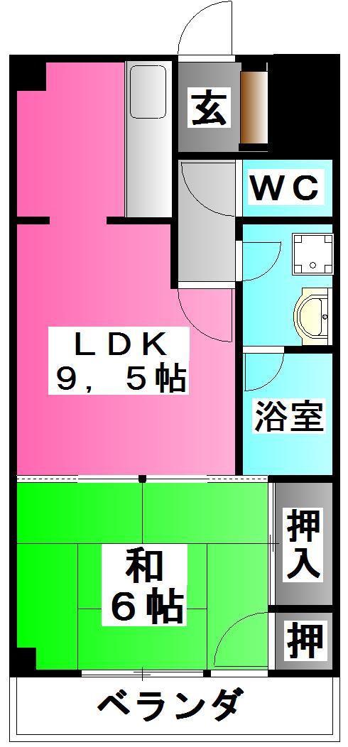 クレール山本(1LDK/2階)の間取り写真