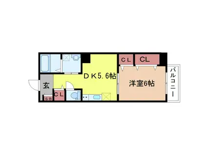 ボナール・河(1DK/3階)の間取り写真