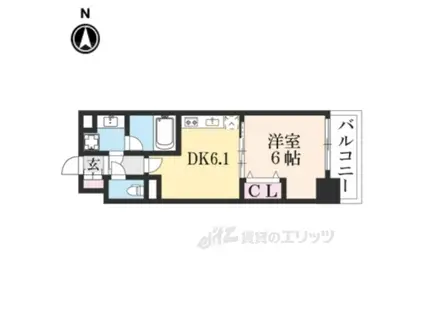 CAVANA九条烏丸(1DK/3階)の間取り写真