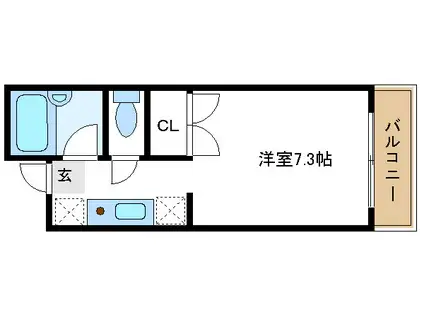 ウォンザハイムB(ワンルーム/2階)の間取り写真