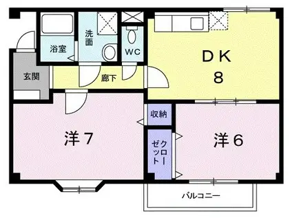 サニースクエア(2DK/2階)の間取り写真