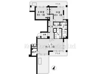 広尾ガーデンヒルズ(2LDK/7階)の間取り写真