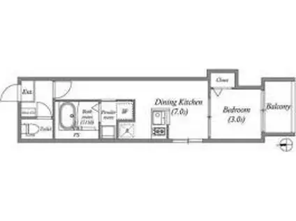 ハーモニーテラス杭全II(1DK/1階)の間取り写真