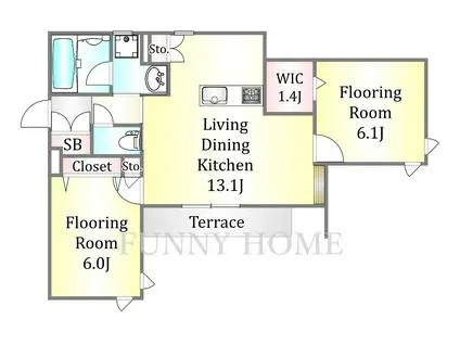 BLOOM深沢(2LDK/1階)の間取り写真