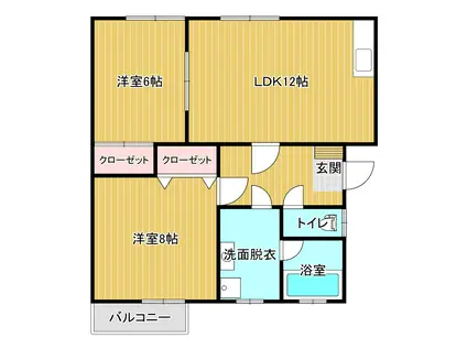 レジデンスアポロA(2LDK/1階)の間取り写真