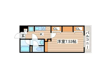 リュクス錦町(1K/4階)の間取り写真