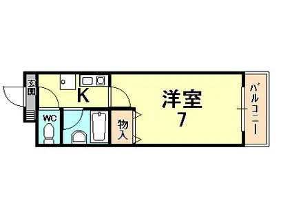 オプティー岡本山手(1K/3階)の間取り写真