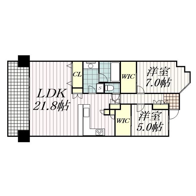 DC.FORT千葉中央(2LDK/20階)の間取り写真