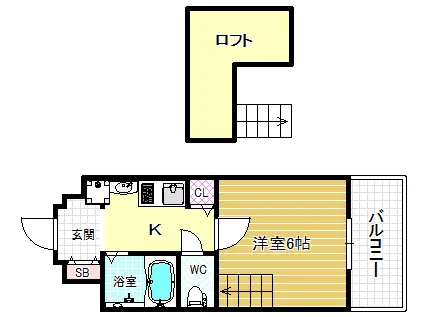 エステムコート梅田茶屋町デュアルスペース(1K/7階)の間取り写真