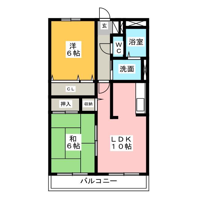 サンライズ弥栄II(2LDK/2階)の間取り写真