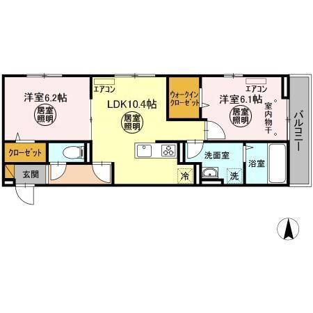 SAIGA(2LDK/2階)の間取り写真