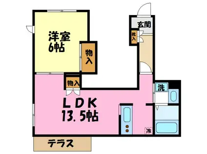CASA ALBEROカサ アルベロ(1LDK/1階)の間取り写真