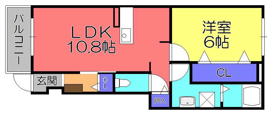 エスポワール(1LDK/1階)の間取り写真
