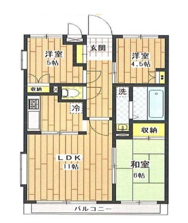 レナジア六ッ川(3LDK/2階)の間取り写真