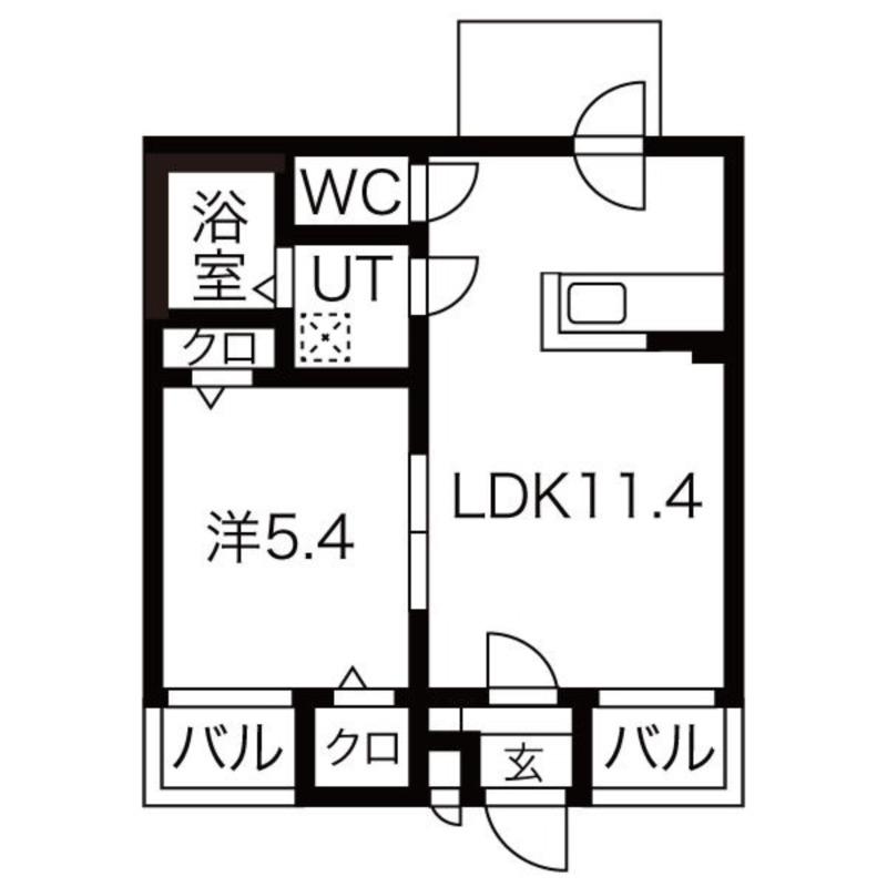 トレジャーキャッスル参番館(1LDK/5階)の間取り写真