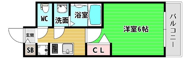 プレサンスドームシティ(1K/7階)の間取り写真