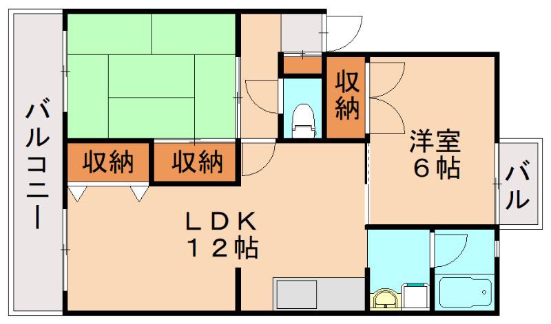 鳥井コーポ(2LDK/2階)の間取り写真