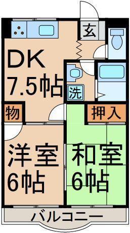 SOCIA YAMANE(2DK/3階)の間取り写真