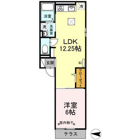 D-ROOM M(1LDK/1階)の間取り写真