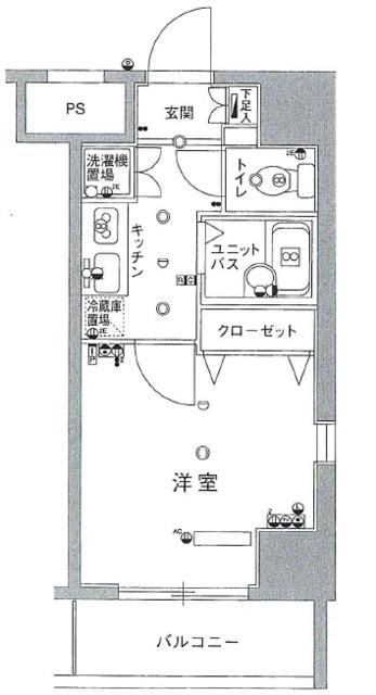 スカイコートヴィーダ五反田ウエスト(1K/3階)の間取り写真