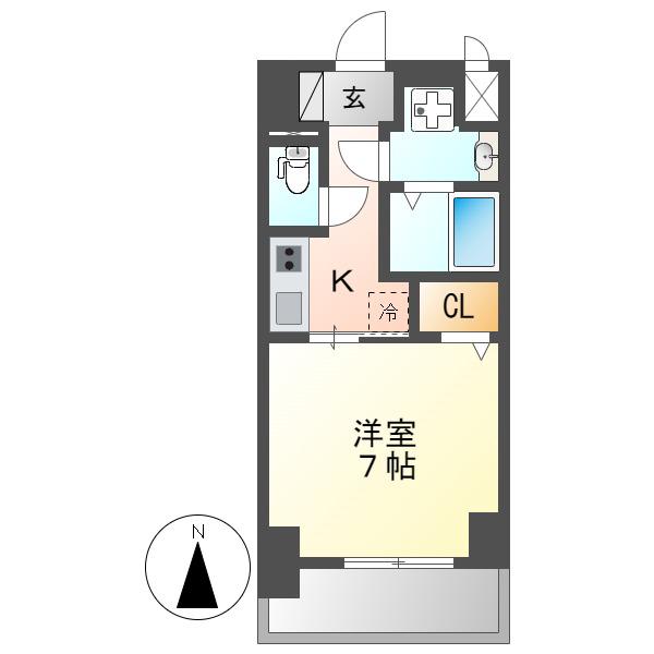 S-RESIDENCE浄心イースト(1K/8階)の間取り写真