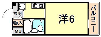 ロイヤルコート西宮門戸(ワンルーム/3階)の間取り写真