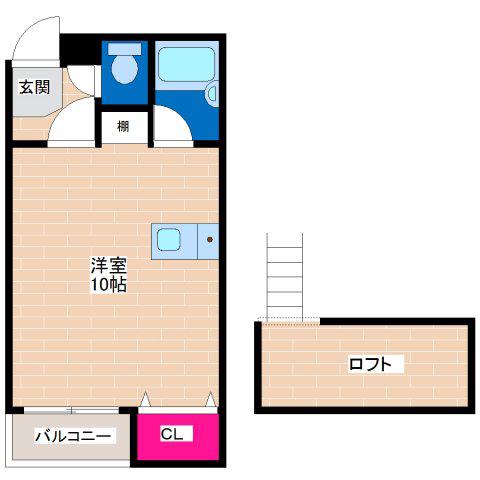 エクラ平野(ワンルーム/2階)の間取り写真