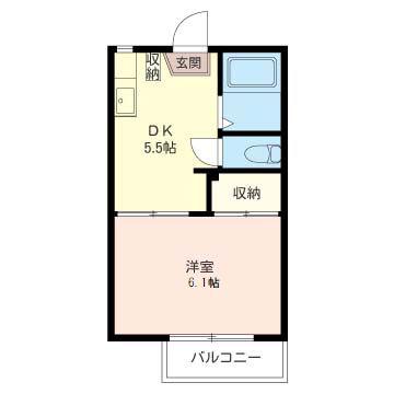 MFコーポ(1DK/2階)の間取り写真