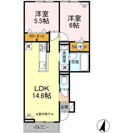 エクセレント・ドリーム(2LDK/1階)の間取り写真