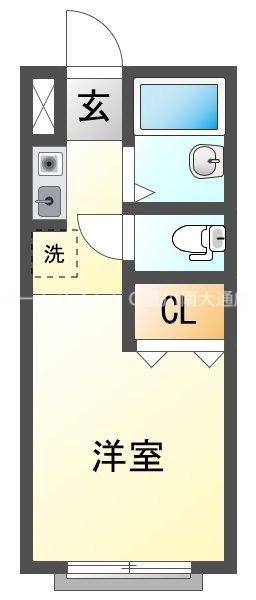 ヴィレッティーナ蒲郡(ワンルーム/4階)の間取り写真