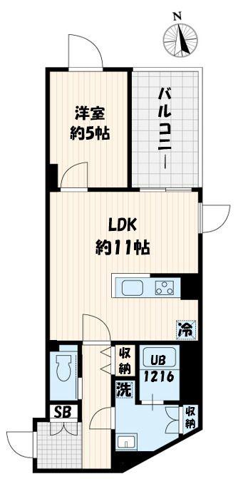 GRANPASEO成城学園前(1LDK/5階)の間取り写真