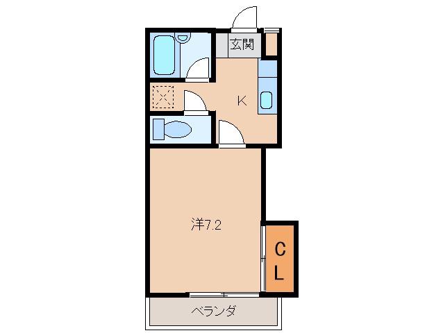 ハニカム4(1K/1階)の間取り写真