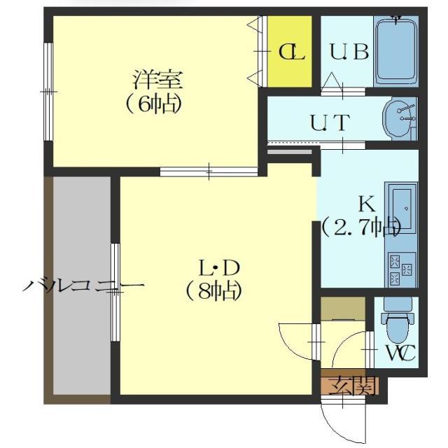 BRILLER五稜郭(1LDK/1階)の間取り写真