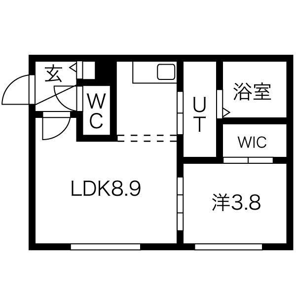 RUHE福住(1LDK/1階)の間取り写真