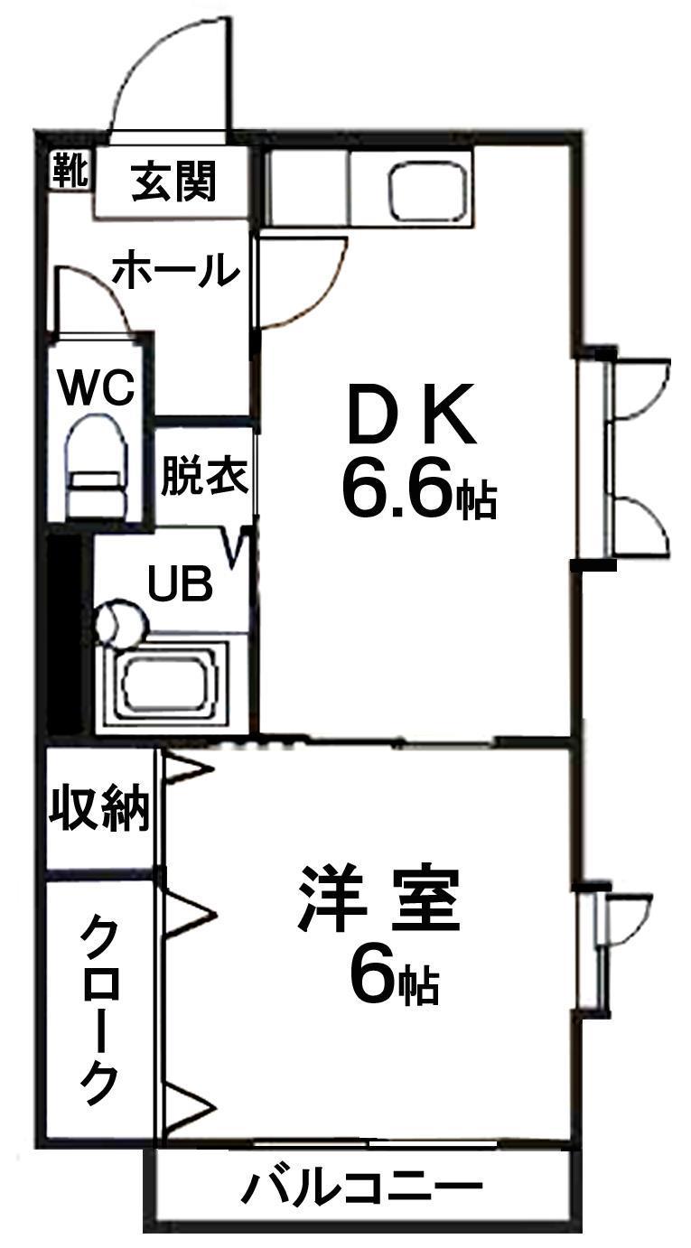 ディアスオーロ(1DK/2階)の間取り写真