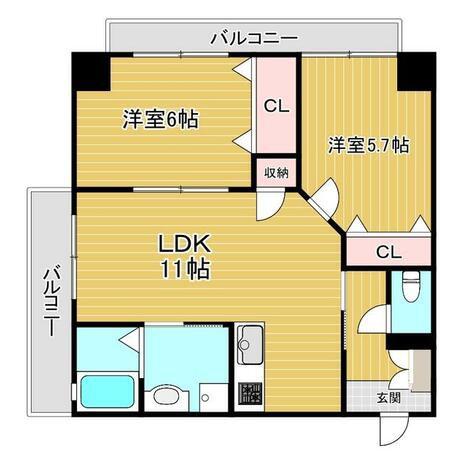 T THE STYLE(2LDK/6階)の間取り写真