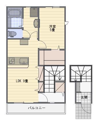 LOTUS新居2(1LDK/2階)の間取り写真