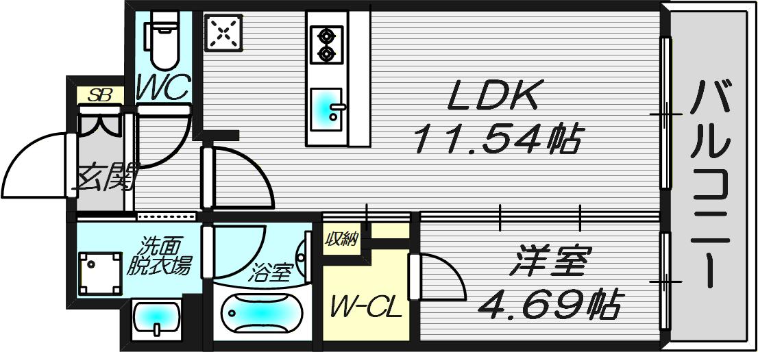 カーサレグラス福島野田(1LDK/4階)の間取り写真