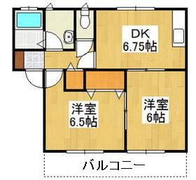 シャトー秋桜B棟(2DK/1階)の間取り写真