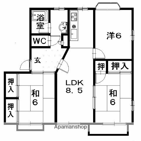 パレカミコ(3LDK/2階)の間取り写真