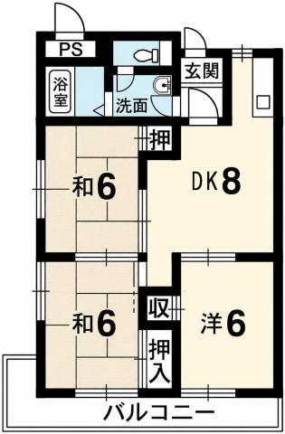 シャトレ徳島(3DK/1階)の間取り写真