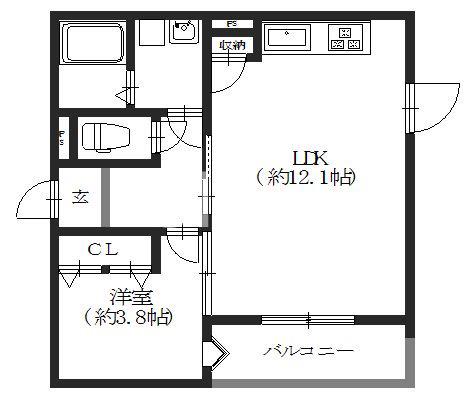 CHLORIS (1LDK/2階)の間取り写真