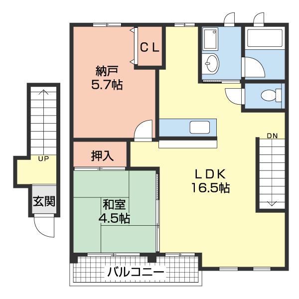 カルムガーデン岩出(1SLDK/1階)の間取り写真