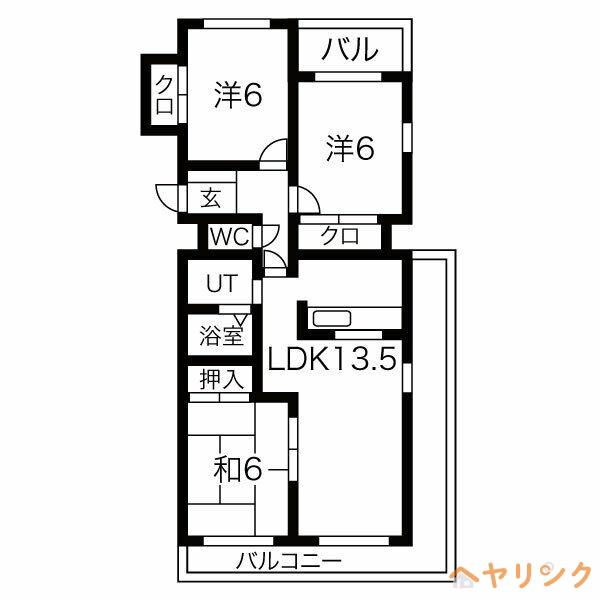 ドエル平和が丘(3LDK/2階)の間取り写真