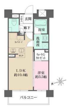 グランスイート文京小桜(1LDK/3階)の間取り写真