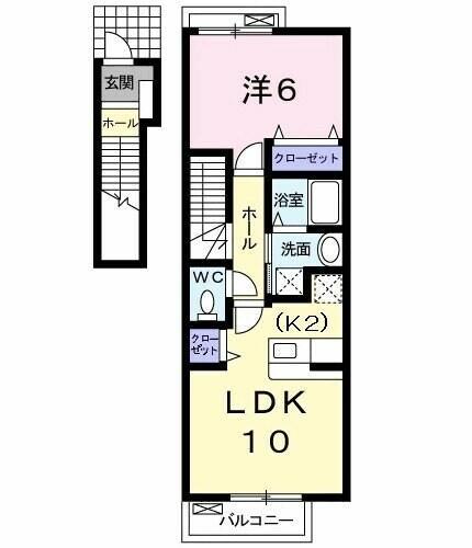 ラフレシール富士見(1LDK/2階)の間取り写真