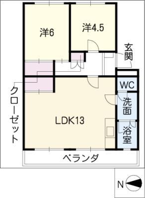 コーポ三立(2LDK/3階)の間取り写真